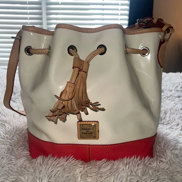Dooney & Bourke Red and Cream Bucket Bag - Picture 2 of 10